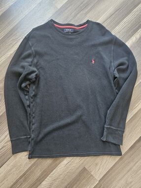 Polo by Ralph Lauren Black Long-Sleeve Thermal with Red Pony Accent